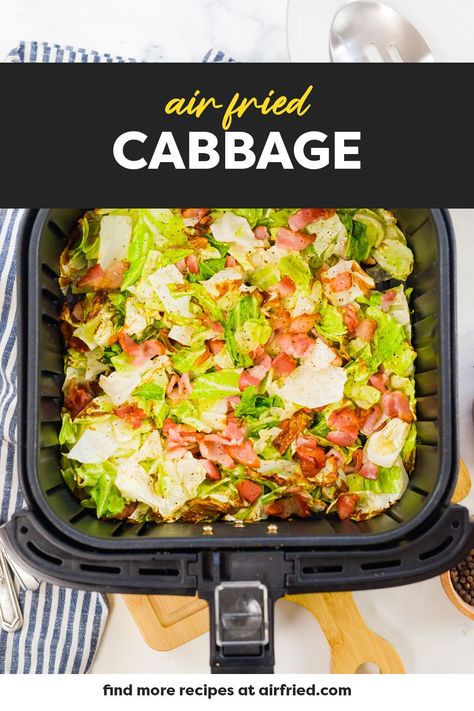 Air Fried Cabbage, Air Fryer Cabbage, Fryer Cabbage, Adkins Recipes, Keto Cabbage Recipe, Low Carb Side Dish, Low Carb Side, Cabbage And Sausage, Keto Side