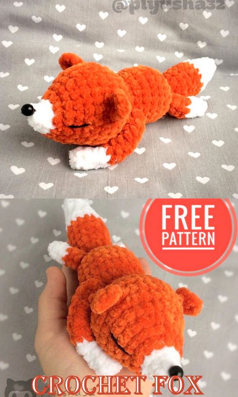 Amigurumi Sleeping Fox Free Crochet Pattern - Amigurumi Sleeping Fox Crochet Pattern, Crochet Fox Plush Pattern, Beginner Crochet Stuffed Animals Free Patterns, Crochet Chunky Plushies Pattern Free, Fox Plush Crochet Pattern Free, Easy Fox Crochet Pattern, Crochet Amigurumi Fox Free Pattern, Crochet Plushies Animals, Free Crochet Fox Pattern Amigurumi