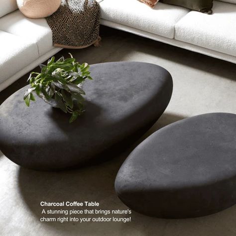 These pebble tables are not just for holding drinks or propping up your feet; they’re the secret sauce for adding that natural, grounded vibe your space has been missing. Why designers love our pebble tables and seats: 🪨 One of a Kind – Hand-made, with unique character in every piece. 🌿 Natural Energy – Organic shapes inspired by river stones. 💡 Multifunctional – Coffee table, side table, or extra seating. ☀️ Weather-Ready – Built for the outdoors with durable materials like fiberglass and c... Charcoal Coffee Table, Pebble Coffee Table, Plaster Furniture, Pebble Table, North Shore Mn, Organic Table, Power Of Water, Modern Outdoor Living, Commercial Landscape