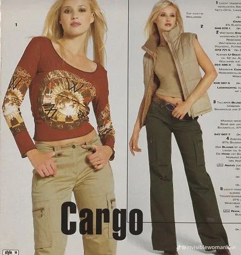 00s Winter Fashion, 00s Winter Outfits, 2000 Winter Fashion, 00s Fashion Winter, Low Rise Cargo Pants Outfit, 2000s Winter Fashion, Low Rise Pants Outfit, Y2k Winter Fashion, Old Fashion Magazine