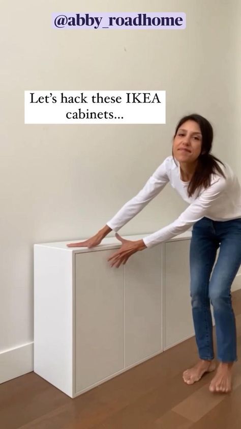 IKEA HACK!!! High end look for less using pole wrap & IKEA EKET cabinet. @abby_roadhome Instagram | Diy furniture renovation, Ikea furniture, Ikea hack Eket Cabinet, Fluted Cabinet, Cabinet Hack, Ikea Eket, Pole Wrap, Ikea Desk Hack, Hacks Ikea, Ikea Hack Ideas, Ikea Furniture Hacks