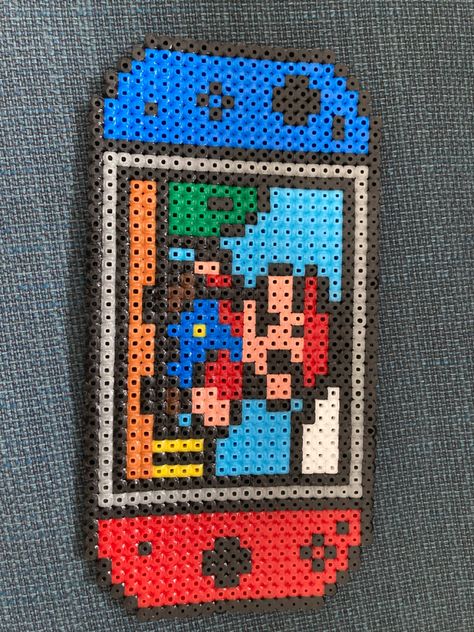 Perler Beads Disney Patterns, Yo Gabba Gabba Perler Beads, Nintendo Switch Perler Bead Patterns, Perler Beads Nintendo Switch, Mario Fuse Bead Patterns, Perler Beads Ideas Mario, Switch Perler Bead, Nintendo Switch Perler Beads, Nintendo Perler Beads