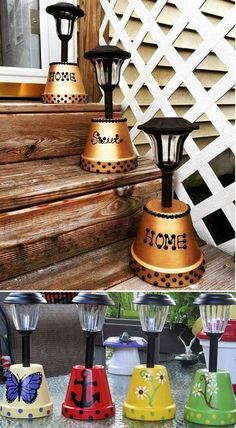 Clay Pots With Solar Lights, What To Do With Clay Pots, Clay Pot Crafts Garden, Pots Crafts, Terra Cotta Pot Crafts Diy, Clay Pot Projects, Flower Pot Art, Terra Cotta Pot Crafts, Pot Crafts