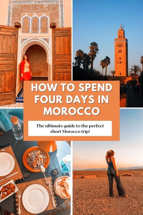 Escape to the exotic landscapes of Morocco in just 4 days! 🐪✨ From the bustling souks of Marrakech to the serene heights of the Atlas Mountains, and the mystical sands of the Agafay Desert - your long weekend is about to be epic. Tap to unveil the perfect itinerary for a magical Moroccan getaway. 🌄 #TravelMorocco #LongWeekendVibes #AdventureAwait #MoroccoItinerary Morocco Africa, Morocco Itinerary, Travel Morocco, Visit Marrakech, Best Rooftop Bars, Visit Morocco, Africa Destinations, Morocco Travel, Perfect Itinerary