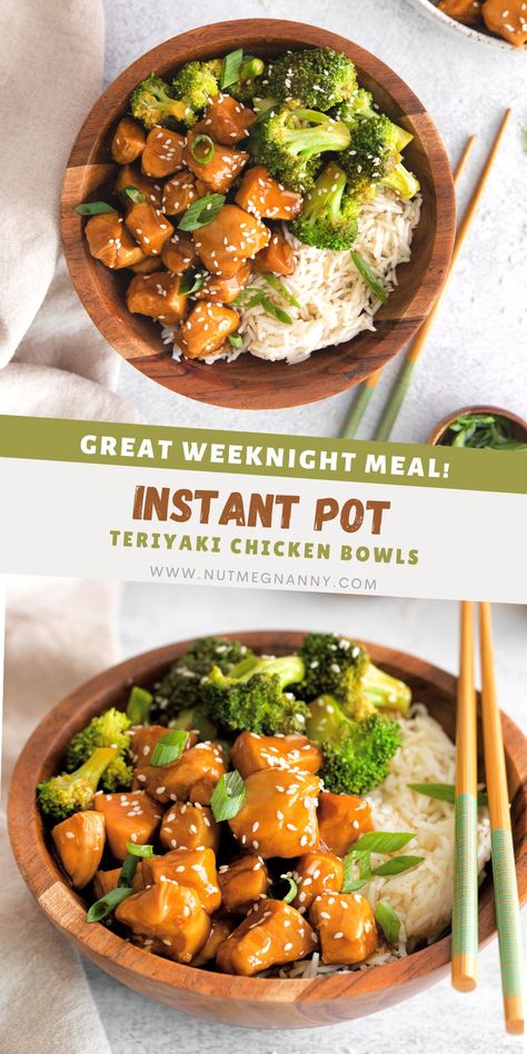 This Instant Pot chicken teriyaki bowl is a super easy dinner with a delicious mix of teriyaki chicken and broccoli served over rice! Family Dinner Ideas Chicken, Teriyaki Chicken And Broccoli, Instant Pot Chicken Teriyaki, Instant Pot Teriyaki Chicken, Teriyaki Chicken Rice Bowl, Pressure Cooker Recipes Chicken, Teriyaki Chicken Bowl, Teriyaki Chicken And Rice, Teriyaki Bowl