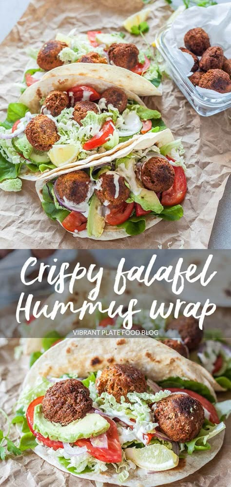 Falafel Wrap Recipe, Vegetarian Falafel, Vegan Falafel, Vegan Appetizer, Falafel Wrap, Hummus Wrap, Quick Lunch Recipes, Vegetarian Recipes Lunch, Healthy Food Habits