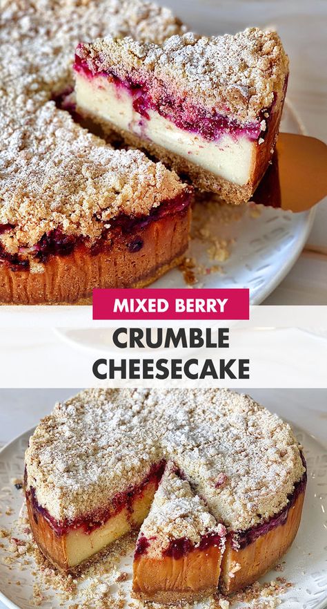 Mixed Berry Crumble, Berry Cheesecake Recipes, Crumble Cheesecake, Cheescake Recipe, Berry Crumble, Berry Cheesecake, Digestive Biscuits, Berries Recipes, 2023 Christmas