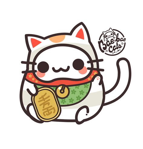 Lucky Cat Tattoo, See Tattoo, Chibi Cat, Neko Cat, Japanese Cat, Kawaii Chibi, Kawaii Cat, Maneki Neko, Lucky Cat