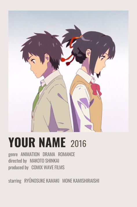 Anime Posters For Room, Naruto Anime Poster, Your Name Movie, Poster Polaroid, Posters For Room Aesthetic, Minimalist Anime, Posters For Room, Anime Wall Prints !!, Your Name Anime