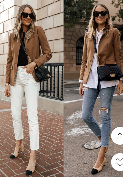 Camel Blazer Outfits Women, Camel Blazer Outfit, Blazer Outfits Women, Camel Blazer, Amy Jackson, Fashion Jackson, Mode Casual, Business Outfit, Casual Work Outfits