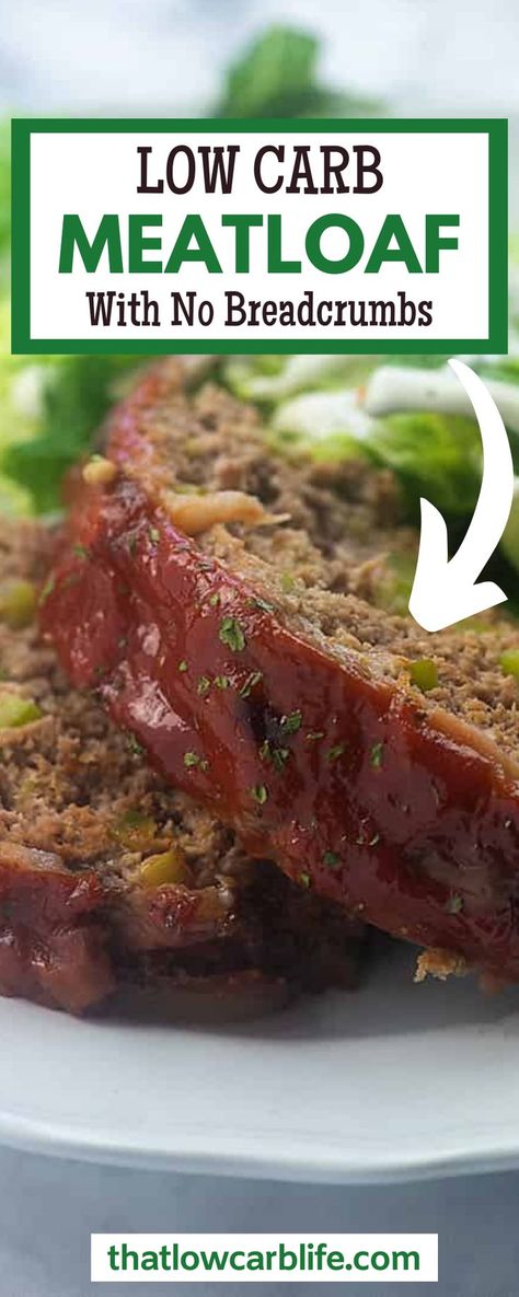 Low Carb Meatloaf that the whole family will devour! Meatloaf made with no breadcrumbs and wrapped in bacon, topped with the simplest little sauce, and baked to juicy meatloaf perfection. This is sure to be a family favorite. Total comfort food and it's low carb! That saucy topping is the perfect combo of sweet and tangy. Juicy Meatloaf, Low Carb Meatloaf, Healthy Meatloaf, Sugar Free Ketchup, Wrapped In Bacon, Best Meatloaf, Low Carb Breakfast Recipes, Meatloaf Recipe, Low Carb Dinner Recipes