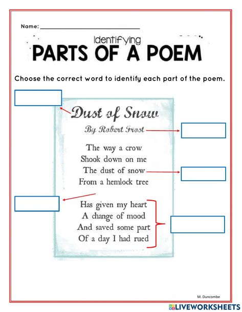 Parts Of A Poem, Poem Worksheet, Poetry Analysis Worksheet, Poetry Elements, Poetry Worksheets, Poem Activities, Poem Analysis, Poetry Analysis, Poetry Unit