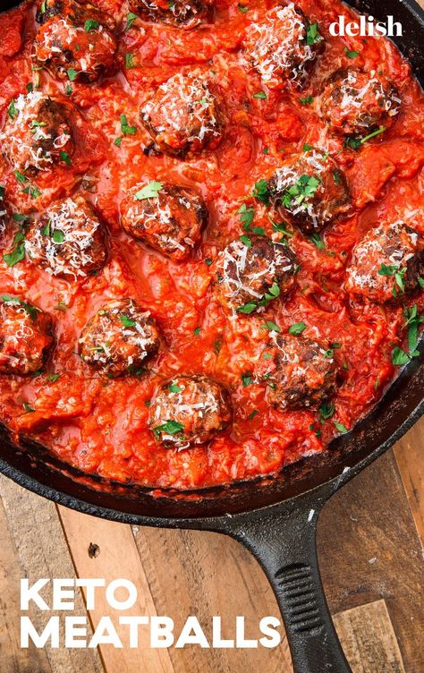 Keto Meatballs Hit The Spot Every Time Delish Keto Meatballs, Vegan Steak, Mini Hamburgers, Best Keto Meals, Diet Dinner Recipes, Tasty Meatballs, Keto Recipes Ketogenic, Diner Recept, Keto Foods