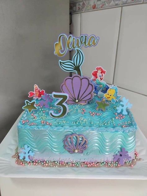 Mermaid Cake Rectangular, Mermaid Square Cake, Mermaid Cake Sheet, Mermaid Sheet Cake Ideas, Mermaid Cakes For Girls Birthday, Little Mermaid Birthday Party Cake, Little Mermaid Cake Ideas, Simple Mermaid Cake, Mermaid Sheet Cake