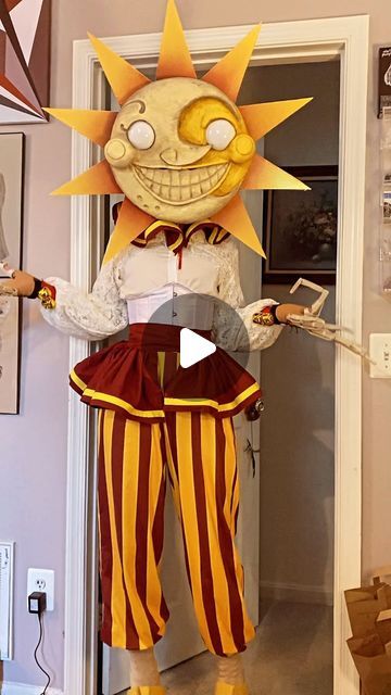 Coco on Instagram: "Showing off the spin and height of this cosplay (6’11” with the mask on including the spikes) This video is inspired by @kanto.cosplay !! I loved this song being paired with the spin . . . . . . #sun #sunfnaf #sundrop #sundropfnaf #sunfnafcosplay #suncosplay #suncosplayfnaf #sundropcosplay #sundropcosplayfnaf #daycareattendant #daycareattendantfnaf #securitybreach #securitybreachfnaf #securitybreachcosplay #fnafcosplay #fivenightsatfreddys #fivenightsatfreddyscosplay #fivenightsatfreddyssecuritybreach #sundropfanart #sunfanart #sunsecuritybreach #securitybreachfanart #securitybreachsundrop #ruin #ruindlc #ruinsecuritybreach #securitybreachruin #securitybreachdlc" Diy Sundrop Fnaf Costume, Sun Fnaf Cosplay, Sundrop Mask, Sun And Moon Cosplay, Sundrop Cosplay, Sun Cosplay, Sun And Moon Costume, Sundrop Fnaf, Fnaf Costume