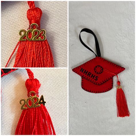 Personalized Graduation Ornament/ Red & Black Graduation Cap/ Wine Tag/ High School or College Graduation/ 2023 Graduation/ 2024 Graduation by DancingBeeDesigns on Etsy Ways To Say Congratulations, Graduation Ornament, Ceramic Yarn Bowl, Plastic Gift Bags, Black Graduation, Yarn Basket, Bottle Of Champagne, Graduation 2024, Say Congratulations