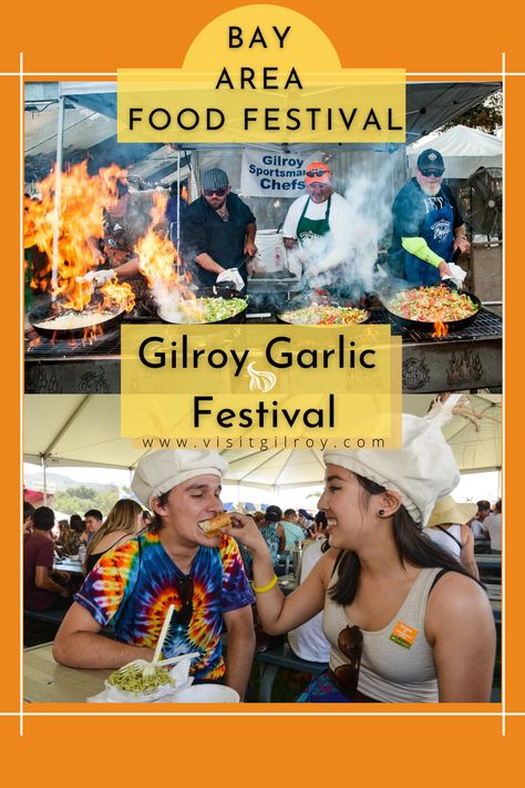 If you love garlic, you have to come to Gilroy, the Garlic Capital and check out the Gilroy Garlic Festival! Featuring cook-off's, wine and beer gardens and countless garlic foods to try, this will be your new favorite bay area food festival!  #visitgilroy #garlicfestival #gilroygarlicfestival Music Arts And Crafts, Garlic Festival, Foods To Try, Cook Off, Beer Garden, Trip Ideas, Food Festival, Bay Area, Live Music