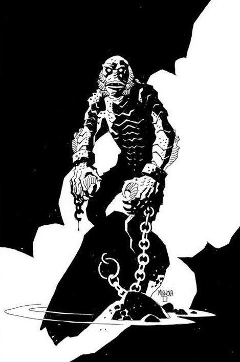 The Creature from the Black Lagoon - Mike Mignola Mike Mignola Art, Draw Men, Hellboy Art, Simon Bisley, Creature From The Black Lagoon, The Black Lagoon, Mike Mignola, Graphic Novel Art, Bd Comics