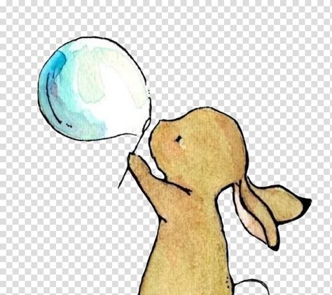 Blowing Bubbles Drawing, Rabbit Cartoon Drawing, Bugs Bunny Drawing, Bubble Illustration, Illustration Rabbit, Nursery Drawings, Umbrella Illustration, Bubble Drawing, Brown Rabbit