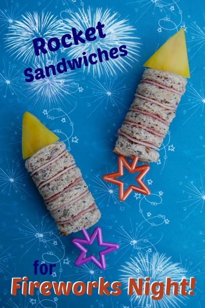 Firework Rocket Sandwiches for Bonfire Night - full instructions and pictures from Eats Amazing UK Fun Sandwiches For Kids, Science Snack, Bonfire Night Food, Playgroup Ideas, Creative Sandwich, Night Fireworks, Fireworks Night, Firework Rocket, Rocket Party