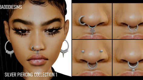 SILVER PIERCING COLLECTION 1 EAR | Patreon Sims 4 Cc Patreon Earrings, Game Links, 4 Piercings, Sims 4 Cc Goth, Cc Accessories, Sims Finds, Sims 4 Cc Patreon, Piercing Collection, Female Sims