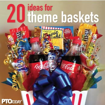 Theme baskets are awesome for school auctions. Get our tips here! Movie Basket, Movie Basket Gift, Movie Night Basket, Auction Gift Basket Ideas, Raffle Basket Ideas, Theme Baskets, Movie Night Gift Basket, Raffle Ideas, Perfect Gift Basket