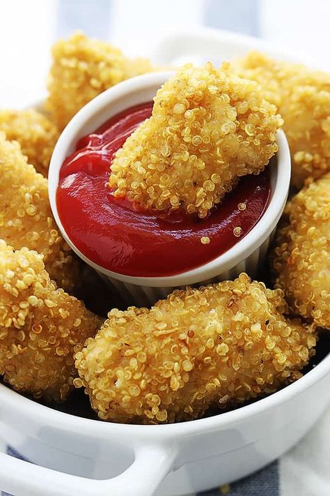 What To Eat With Chicken, Crispy Quinoa, Baked Chicken Nuggets, Veggie Wraps, Quinoa Recipes, Benjamin Franklin, Healthy Appetizers, How To Cook Quinoa, Chicken Nuggets