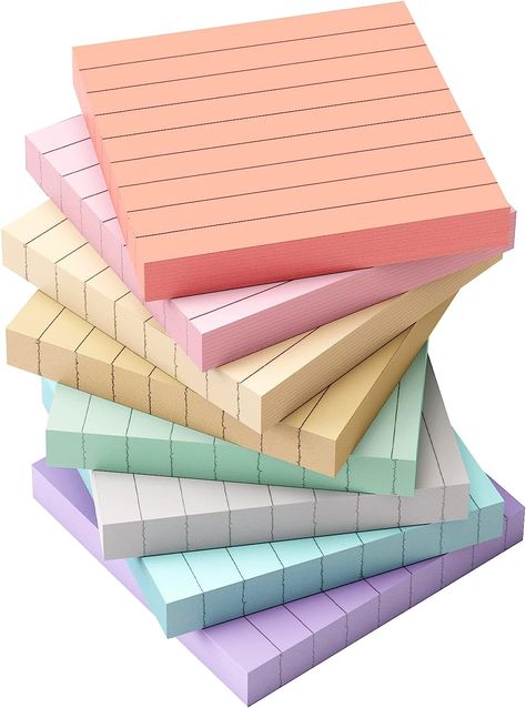 EOOUT 8 Pads Lined Sticky Notes, 3x3 Inches Self-Stick Note Pads, 100 Sheets/Pad, Super Adhesive Memo Pads, Morandi Colors Sticky Notes, Easy to Post Notes Middle School Supplies 6th Grade, School Sticky Notes, 6th Grade Girls, Middle School Supplies, Office Supplies Desk Accessories, Stick Notes, Memo Pads, Note Pads, Writing Pad