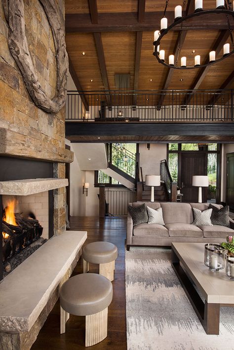 Mountain House Aesthetic, Kitchen Sitting Areas, Views Mountain, Contemporary Mountain Home, Small Sitting Areas, Mountain Home Interiors, Cabin Remodel, Montana House, Iron Mask