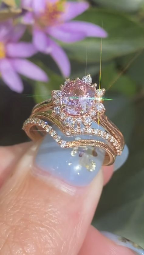 Unique Engagement Rings Pink, Mystical Rings, Whimsical Rings, Whimsical Wedding Ring, Kingdom Spouse, Pink Wedding Ring, Pink Gem Ring, Crystal Wedding Ring, Pretty Wedding Rings