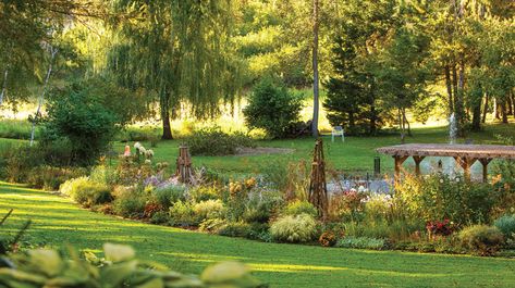 A Woodland Gardener Creates a 3-Acre Wonderland Acre Backyard Ideas, Potting Sheds Exterior, Acre Garden, Midwest Home, Renovation Exterior, Sun Garden, Porch And Balcony, Lawn Ornaments, Garden Pond