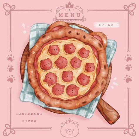 Photo Kawaii, Pizza Drawing, Pizza Art, Food Doodles, Food Artwork, Bunny Drawing, Cute Food Drawings, Cute Food Art, Cute Doodles Drawings