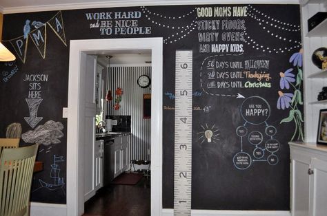 Chalk-Board-Paint_10 Chalkboard Wall Kitchen, Chalkboard Paint Wall, Wall Chalkboard, Novelty Wallpaper, Chalkboard Wall Bedroom, Chalkboard Wall Art, Black Chalkboard Paint, Kitchen Chalkboard, Blackboard Wall