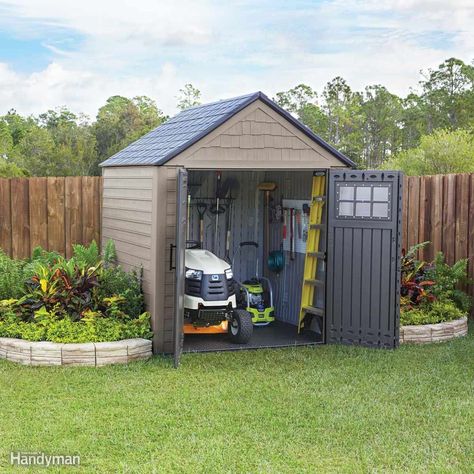 21 Great Gifts for New Homeowners Mower Storage, Rubbermaid Storage Shed, Rubbermaid Shed, Small Shed, Loafing Shed, Lawn Mower Storage, Diy Storage Shed, Wood Shed Plans, Free Shed Plans