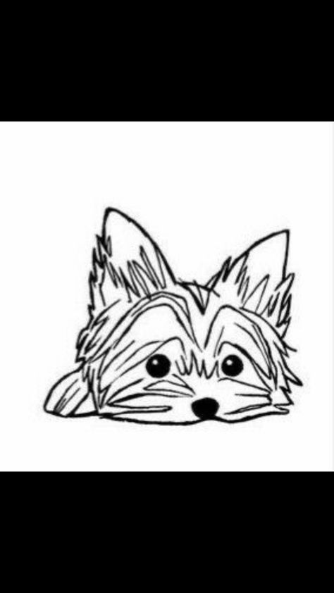 Fine Line Yorkie Tattoo, Yorkie Tattoo Minimalist, Dog Tattoo Ideas Minimalist Yorkie, Yorkie Poo Tattoo, Silky Terrier Tattoo, Yorkie Tattoo Small Outline, Yorkshire Terrier Tattoo Minimalist, Yorkie Terrier Drawing, Yorkshire Terrier Drawing