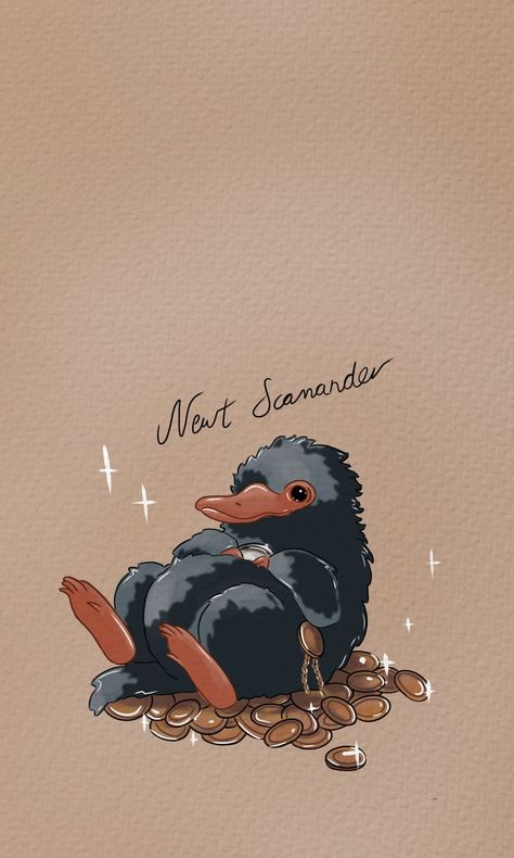 Digital Art Niffler Background, Harry Potter Artwork Draw, Fantastic Beasts Wallpaper Iphone, Niffler Harry Potter, Fantastic Beasts Newt Scamander, Fantastic Beasts Wallpaper Aesthetic, Niffler Wallpaper, Fantastic Beasts Animals, Hogwarts Creatures