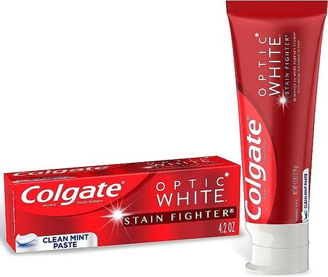 Amazon.com : Colgate Optic White Stain Fighter Whitening Toothpaste, Clean Mint Flavor, Safely Removes Surface Stains, Enamel-Safe for Daily Use, Teeth Whitening Toothpaste with Fluoride, 4.2 Oz Tube : Health & Household Colgate Optic White Toothpaste, Optic White Toothpaste, School Hygiene, Colgate Optic White, Teeth Stain Remover, White Toothpaste, Dorm Shopping, Rich Mom, Mint Toothpaste