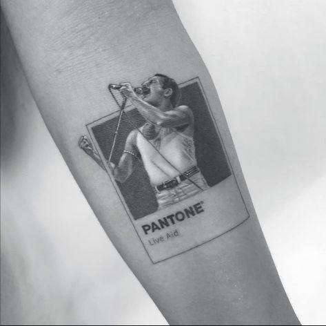 Freddie Mercury Tattoo Minimalist, Freddy Mercury Tattoos, Queen Tattoo Band, Pantone Tattoo, Mercury Tattoo, Freddie Mercury Tattoo, Cupid Tattoo, Tattoo Music, Queen Tattoo