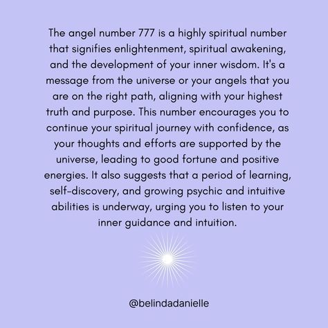 𓆩♡𓆪 𝓐𝓷𝓰𝓮𝓵 𝓷𝓾𝓶𝓫𝓮𝓻 777 #healing #peace #selflove #mindfulness #inspiration #soul #energy #lawofattraction #nature #enlightenment #happiness #thegaiatree #belindadanielle #spiritualmentor #lifecoach #psychimedium #universe #angelnumbers #angelnumber777 777 Angel Number, Angel Number 777, Soul Energy, Angel Number Meanings, Inner Guidance, Number Meanings, Angel Number, Listening To You, Spiritual Journey