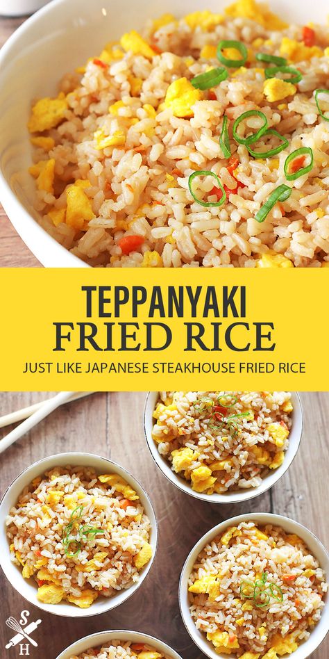 Chicken Fried Rice Japanese, Sakura Fried Rice Recipe, Japanese Shrimp Fried Rice, Sweet Fried Rice, Chicken Teppanyaki Recipe, Japanese Steakhouse Fried Rice, Teppanyaki Fried Rice, Teppanyaki At Home, Fried Rice Japanese