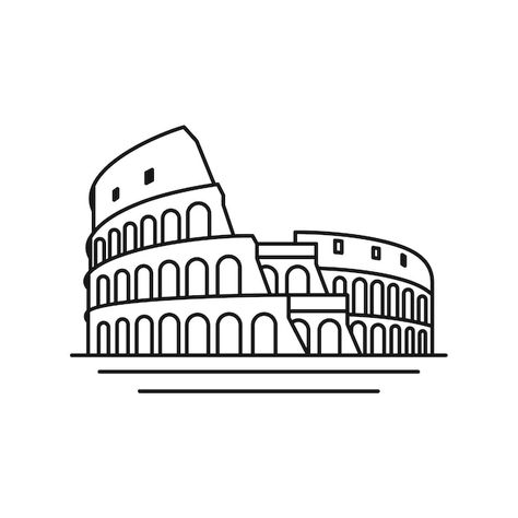 Italy Colosseum, Rome Italy Colosseum, History Drawings, Harry Potter Art Drawings, Vector Line Art, Rome Art, Colosseum Rome, Line Art Vector, Vector Line