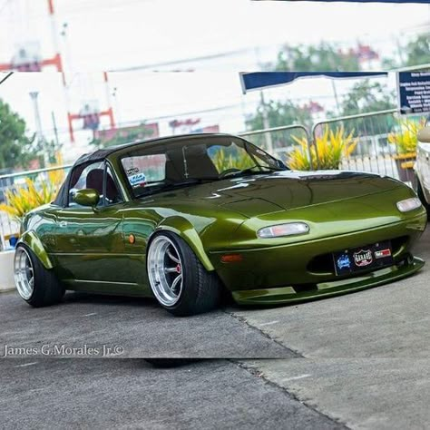 @ledesmachino / Garage AutoDetail / Photo by: James Morales Jr. Atara Racing…: Mx5 Modified, Mk1 Mx5, Miata Mods, Mx5 Na, Mazda Roadster, Mazda Miata Mx5, Top Miata, Slammed Cars, Stanced Cars