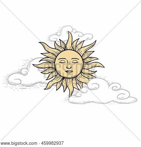 Sun Face Closed Eyes Vector & Photo (Free Trial) | Bigstock Eyes Vector, Witchcraft Symbols, Sun Face, Face Illustration, Closed Eyes, Vector Drawing, Illustration Sketches, Vector Photo, Photo Illustration