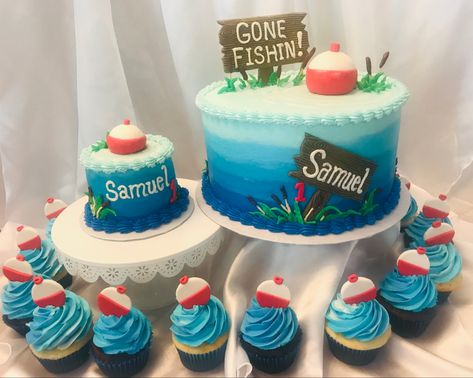 Gone Fishing Cake, Gone Fishing Party, Fishing Cake, Fishing Party, Fishing Birthday, Fish Cake, Gone Fishing, 1st Birthday, Austin