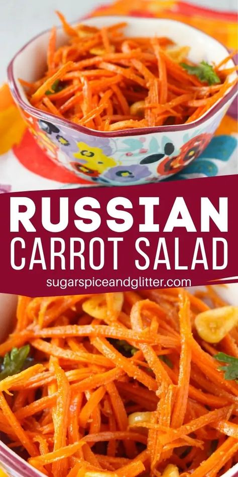 Sweet And Sour Carrot Salad, Pickled Carrot Salad, Russian Carrot Salad, Shaved Carrot Salad Recipes, Summer Carrot Recipe, Raw Carrot Recipes, Asian Carrot Salad Recipes, Russian Carrot Salad Recipes, Russian Korean Carrot Salad