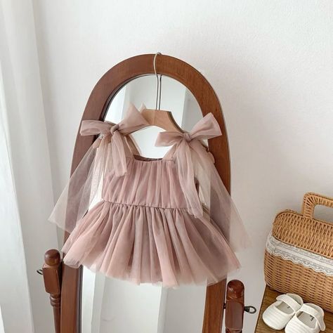 Twirl into elegance with our Baby Girl Mesh Bow Dress 🎀✨ Perfect for making every little moment magical! #BabyFashion #cuteandclassykids Princess Ages, Baby Princess Dress, Girls Tulle Dress, Real Princess, Summer Baby Clothes, Tulle Bows, Dusty Rose Dress