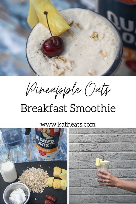 Breakfast Oat Smoothie with Pineapples. This smoothie is inspired by a pineapple upside down cake #oatsmoothie #breakfastsmoothie #smoothierecipes #healthysmoothies Pineapple Smoothie Healthy, High Protein Low Carb Snacks, Oat Smoothie, Smoothie Prep, Carb Snacks, Oats Breakfast, Healthy Breakfast Smoothies, Pineapple Smoothie, Healthy Shakes