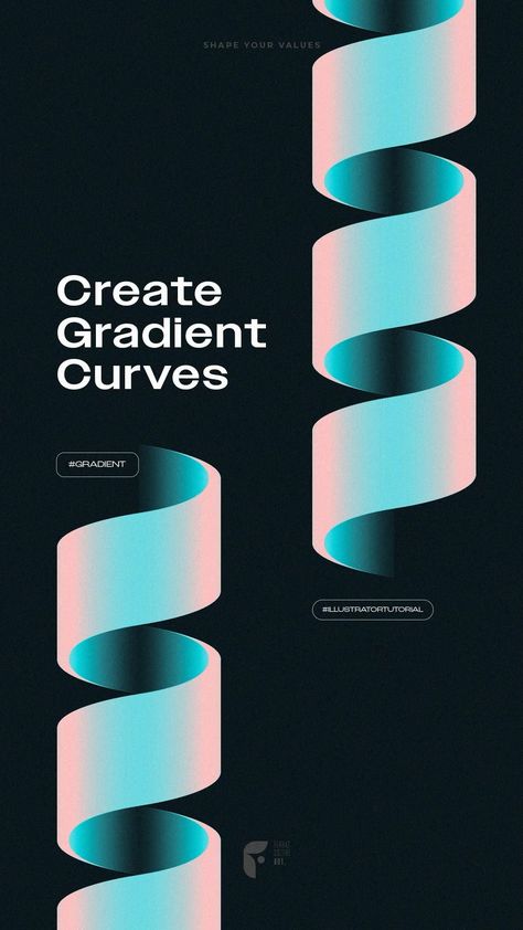 Create Gradient Curves | Adobe Illustrator Tutorial logodesain #designlab. Graphic Design Teacher, Sewing Logo Design, 3d Gradient, Adobe Illustrator Tutorial, Digital Design Trends, Adobe Illustrator Design, Adobe Illustrator Graphic Design, Illustrator Design Tutorial, Creative Logo Design