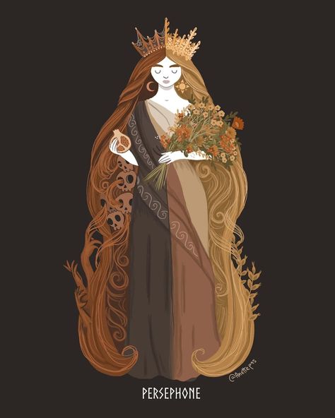 Majestic Woman, Persephone Art, Persephone Goddess, Greek Mythology Art, Lore Olympus, Hades And Persephone, Roman Art, Mythology Art, Goddess Art