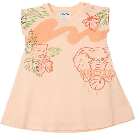 Peach pink animal graphic short sleeve dress for baby girls from KENZO Kids. This KENZO Kids sleeveless flared dress is perfect for wearing to the beach. Made of 100% organic cotton, this design sports several iconic prints on the front and back. It is easy to slip on thanks to the press studs on the left shoulder. | Kenzo | Peach Animal Graphic Dress, | Organic Cotton (Pink, Size 9M) | Maisonette collects the best children’s products from around the world (unlike Zulily, Etsy, The Tot, Farfetch Kenzo Dress, Kids Robes, Dress For Baby, Pink Animals, Graphic Dress, Animal Graphic, Flared Dress, Designer Kids Clothes, Kenzo Kids